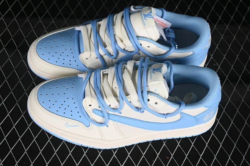 All categories Air Jordan Jordan series basketball shoes Air Jordan 1 Low High-end customized low-top sneakers Travis Scott x Fragment Design x Air Jordan 1 Low OG SP AJ1 LV joint sky blue drawstring low-top cultural casual sneakers DM6868-107